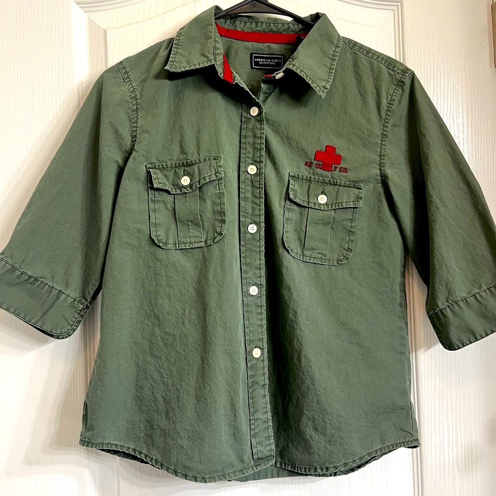 Vintage American Eagle Youth Medium Button-Up